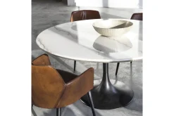 Discount Flamant Aboah, Eettafel, Rond, Wit Marmer, 145 Cm