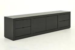 Hot Flamant Bjorn, Tv-Meubel, Zwart, 2 Deuren, 4 Lades
