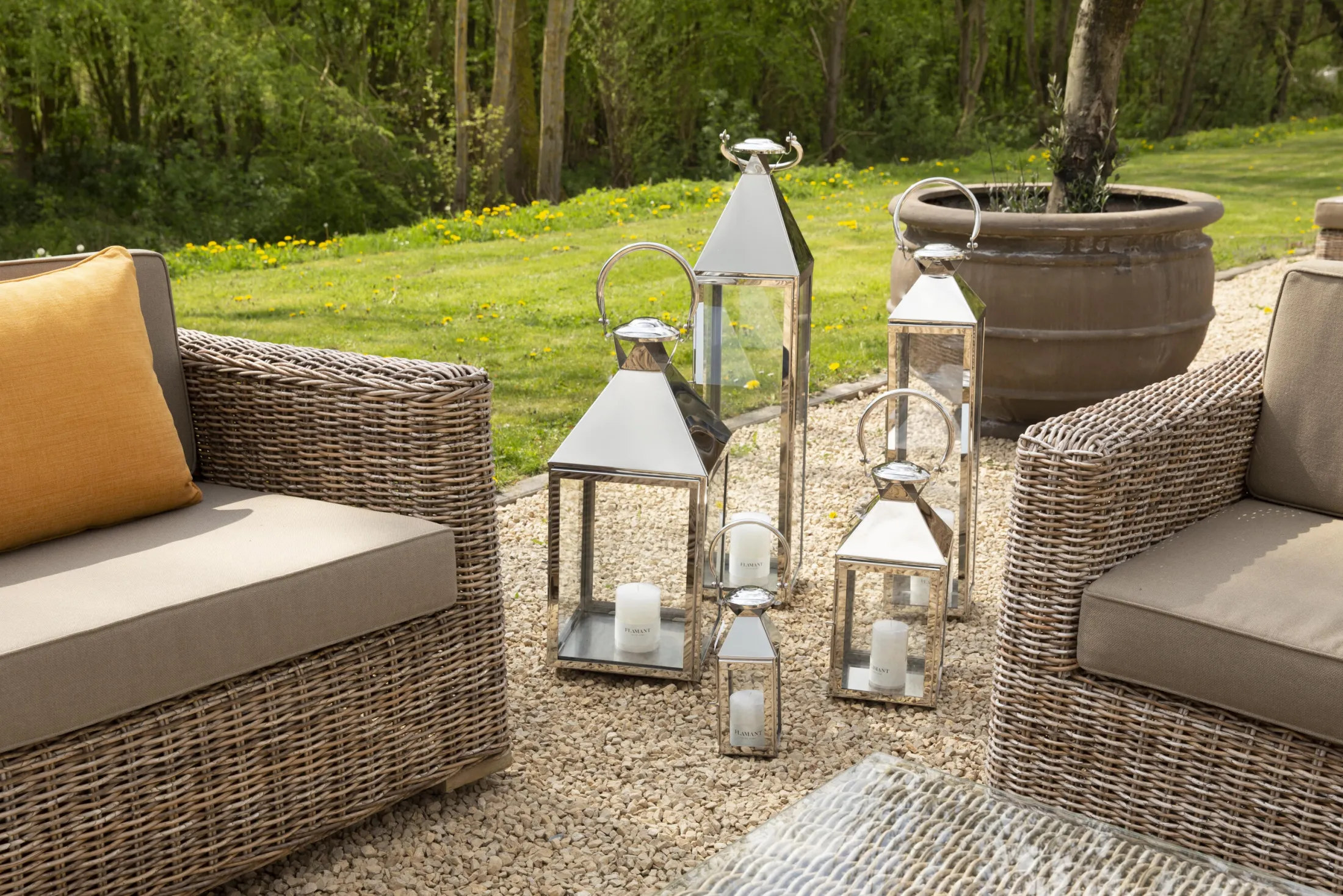 Sale Flamant Charme, Lantaarn, Staal En Glas, Xl