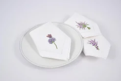 Best Flamant Lavendel, Servet, Borduurwerk, Set Van 6