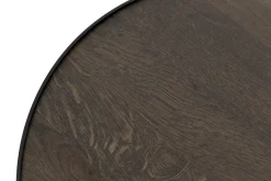 Hot Flamant Madison, Bijzettafel, Eiken En Metaal, Rond, 45 Cm, Donkerbruin