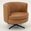 Clearance Flamant Marchetti, Fauteuil, Leer Cognoac, Draaibaar