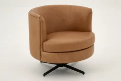 Clearance Flamant Marchetti, Fauteuil, Leer Cognoac, Draaibaar