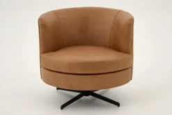 Clearance Flamant Marchetti, Fauteuil, Leer Cognoac, Draaibaar