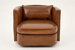 New Flamant Nelia, Fauteuil, Leer Cognoac, Draaibaar
