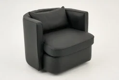 Online Flamant Nelia, Fauteuil, Leer Zwart, Draaibaar