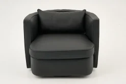 Online Flamant Nelia, Fauteuil, Leer Zwart, Draaibaar
