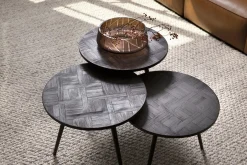 Clearance Flamant Robyn, Bijzettafel, Teruggewonnen Teak, Rond, Set Van 3