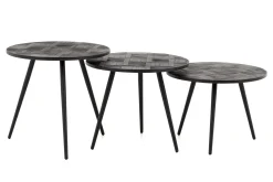 Clearance Flamant Robyn, Bijzettafel, Teruggewonnen Teak, Rond, Set Van 3