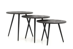 Clearance Flamant Robyn, Bijzettafel, Teruggewonnen Teak, Rond, Set Van 3
