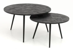 Hot Flamant Robyn, Salontafel, Teruggewonnen Teak, Rond, Set Van 2