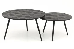 Hot Flamant Robyn, Salontafel, Teruggewonnen Teak, Rond, Set Van 2