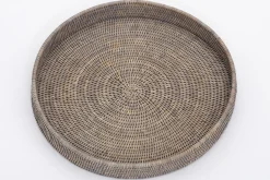 Sale Flamant Togo, Dienblad, Rond, Riet, Grijs, 48Cm