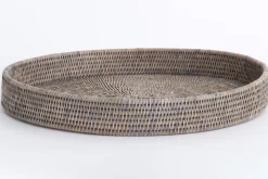 Sale Flamant Togo, Dienblad, Rond, Riet, Grijs, 48Cm