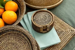 Discount Flamant Togo, Onderzetter, Rond, Riet, Set Van 6