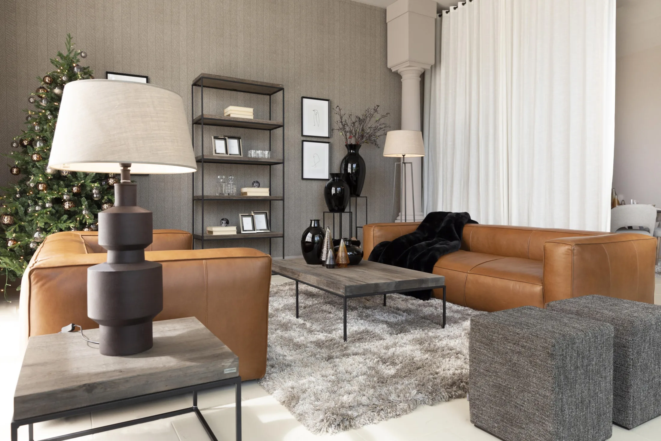Clearance Flamant Urban, Bijzettafel, Eiken En Metaal, Donkerbruin